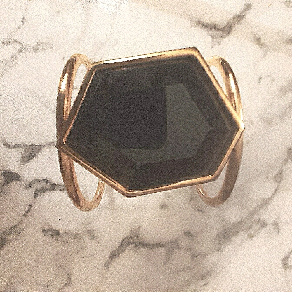 Vince Camuto black rose tone goldtone cuff bangle